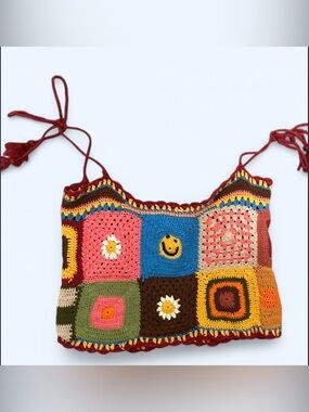 Earthbound Trading Company Multicolored Crochet Top